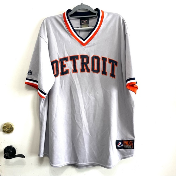 Majestic Other - CECIL FIELDER Detroit Tigers Majestic Cooperstown Throwback Away Baseball Jersey